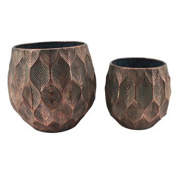 METAL POT 2PC 10.5"&13.75"H ANTIQUE GOLD FINISH