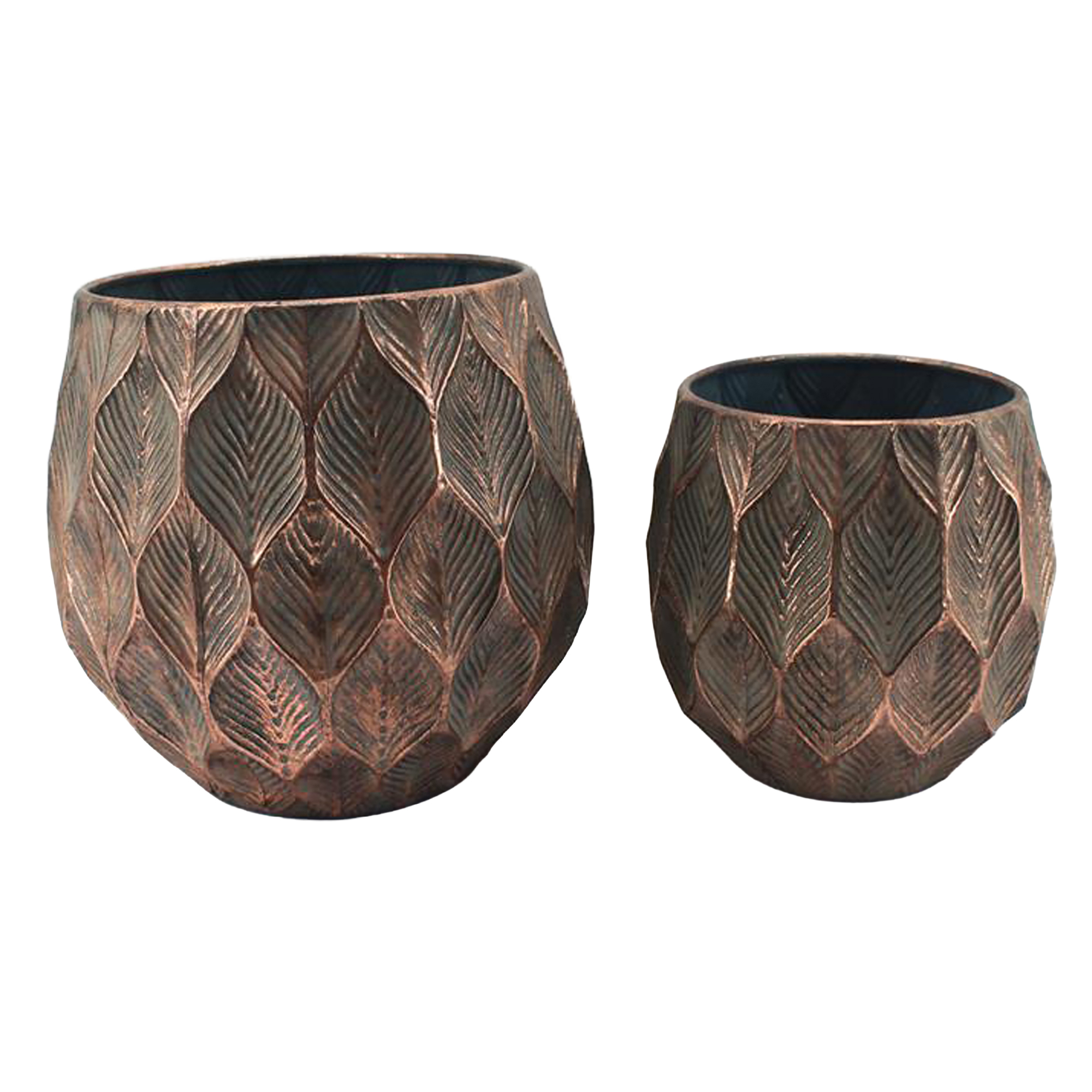 METAL POT 2PC 10.5"&13.75"H ANTIQUE GOLD FINISH