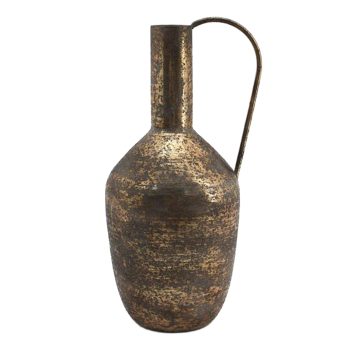 METAL VASE 15.5" ANTIQUE GOLD