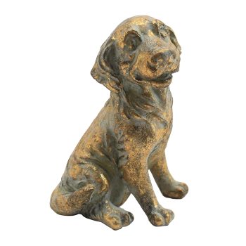 DECOR RESIN DOG 5.75" ANTIQUE GOLD