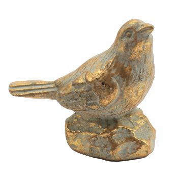 DECOR RESIN BIRD 5"H ANTIQUE GOLD FINISH