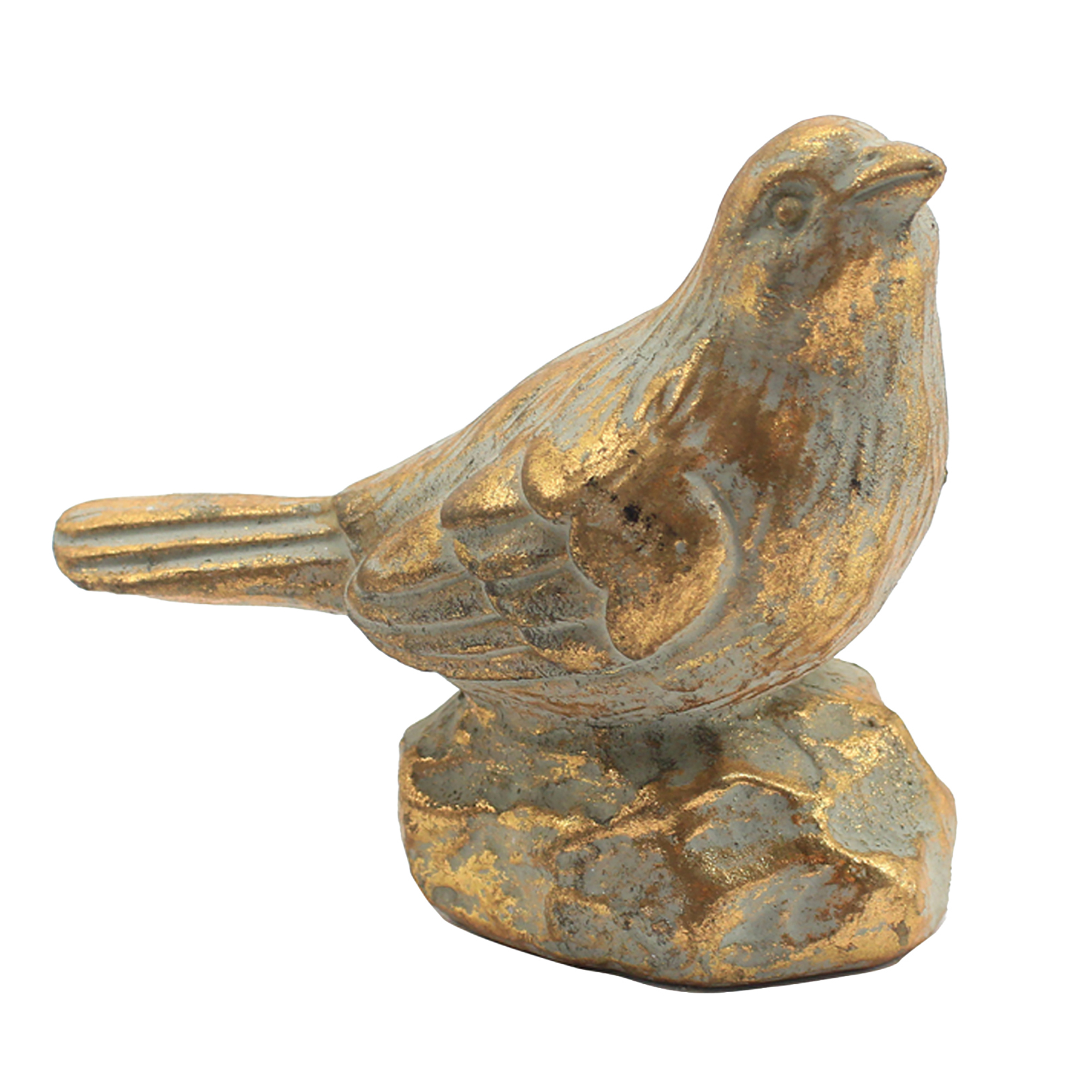 DECOR RESIN BIRD 5"H ANTIQUE GOLD FINISH