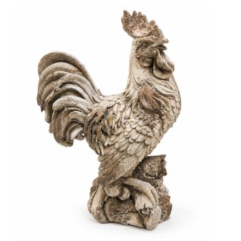 MGO ROOSTER GARDEN DÉCOR 16.5" H ANTIQUE WHITE