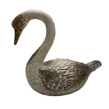 MGO SWAN GARDEN DÉCOR 12" H ANTIQUE WHITE