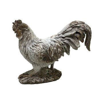 MGO ROOSTER GARDEN DÉCOR 11.5" H ANTIQUE WHITE