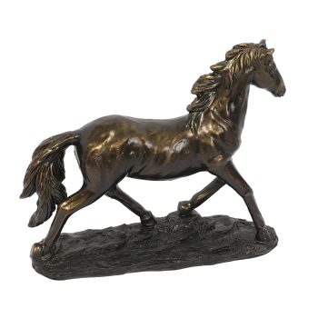 RESIN HORSE DECOR 10"H ANTIQUE BRONZE