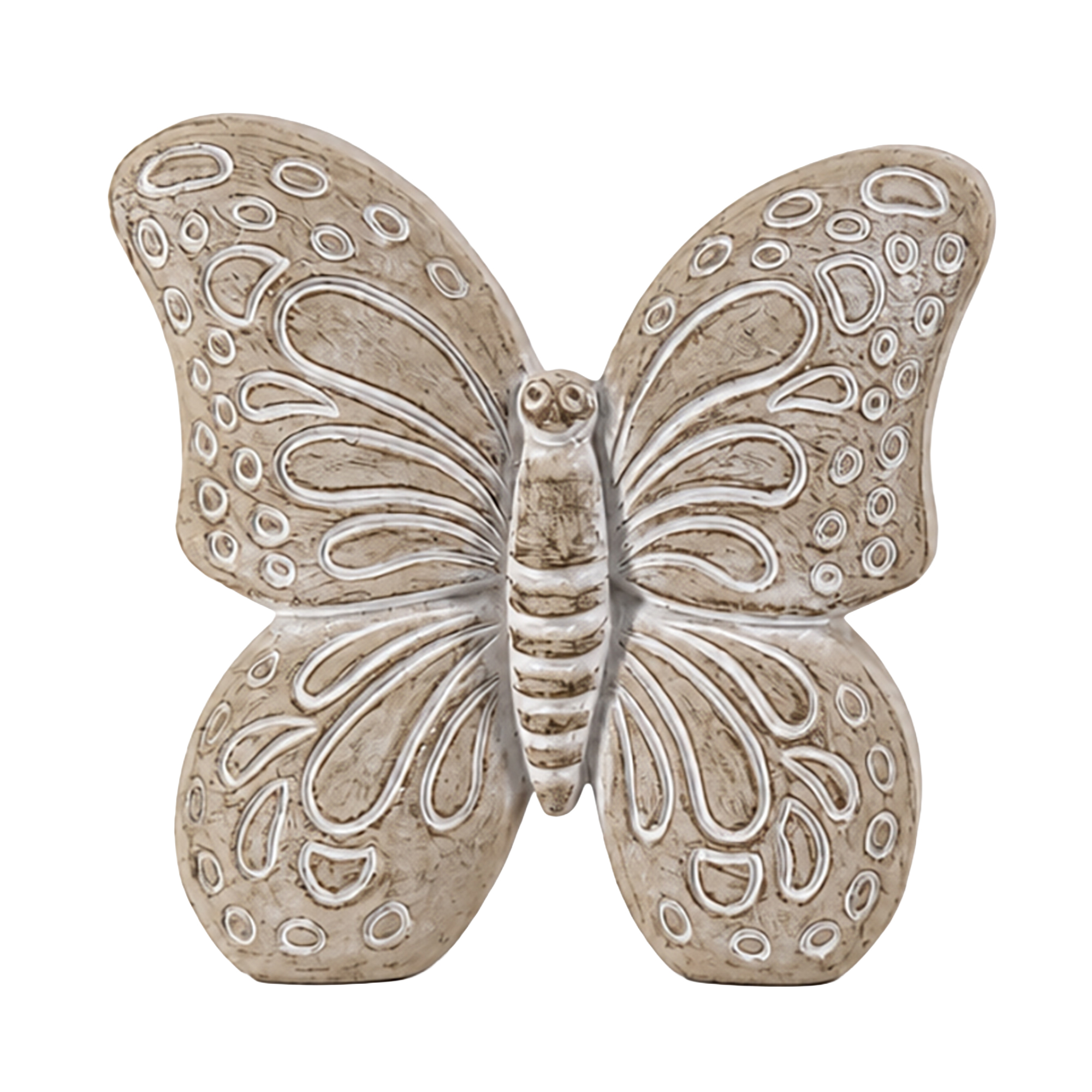 CEMENT DECOR BUTTERFLY 7" H NATURAL FIN.
