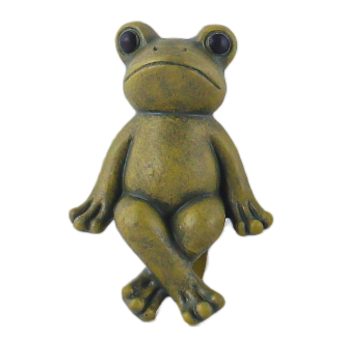 POT SITTING FROG 4.5" H POLYRESIN GREEN/BRONZE FINISH