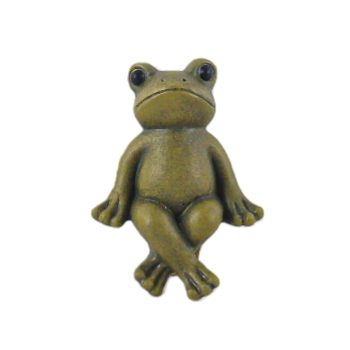 POT SITTING FROG 3.5" H POLYRESIN GREEN/BRONZE FINISH