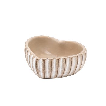 CEMENT DISH - HEART 5.5" H NATURAL FIN.
