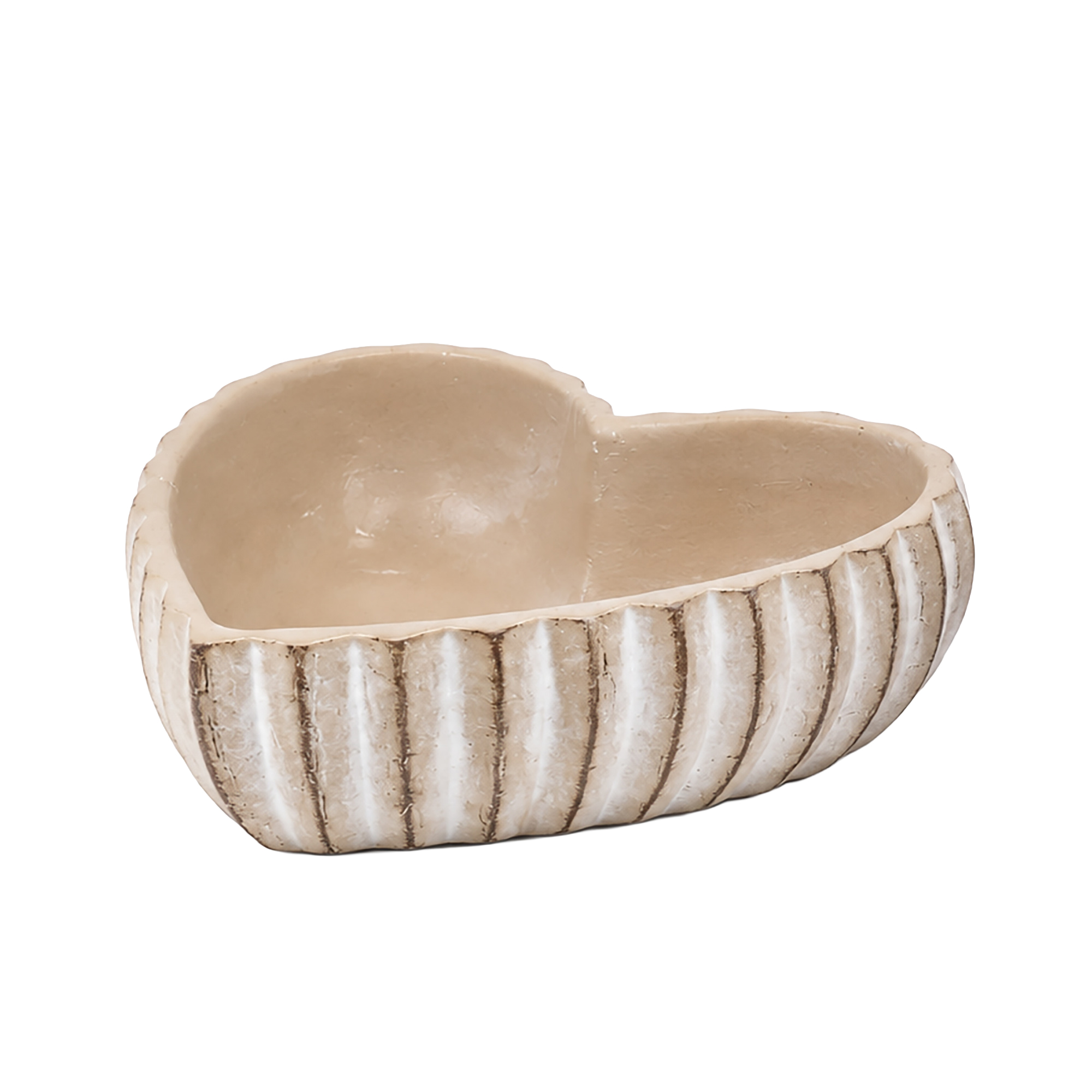CEMENT DISH - HEART 7.5" H NATURAL FIN.