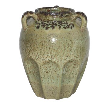CERAMIC VASE 9.5" H GREEN GLAZED FIN.