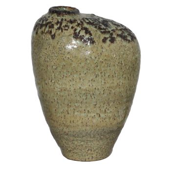CERAMIC VASE 11" H GREEN GLAZED FIN.