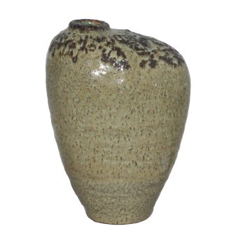 CERAMIC VASE 8.6"H GREEN GLAZED FIN.