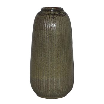 CERAMIC VASE 10.5" H GREEN GLAZED FIN.