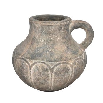 TERRACOTTA VASE 6.5" H GREY FIN. W/HANDLE