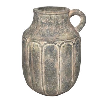 TERRACOTTA VASE 13" H GREY FIN W/HANDLE