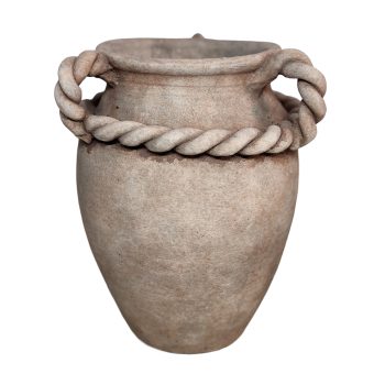 TERRACOTTA HANDMADE VASE 12" H ROPE DESIGN HANDLE