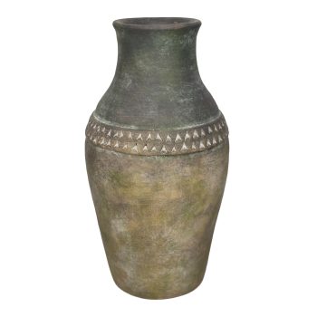 TERRACOTTA HANDMADE VASE 13.5" H GREY FIN.
