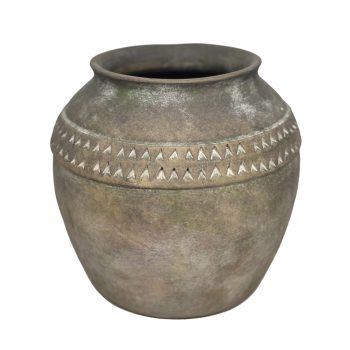 TERRACOTTA HANDMADE VASE 8.75" H GREY FIN.