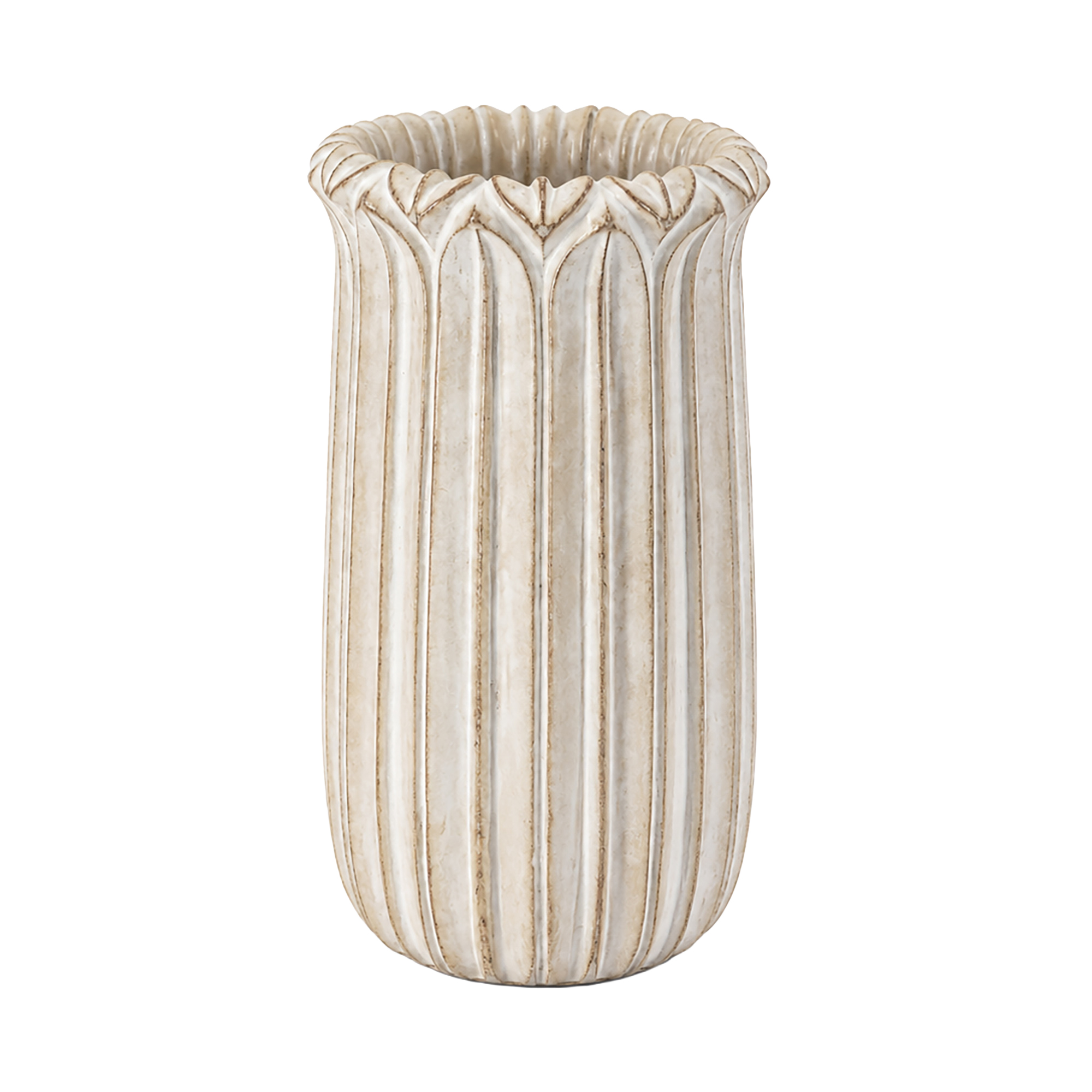 CEMENT VASE 9" H NATURAL FIN.