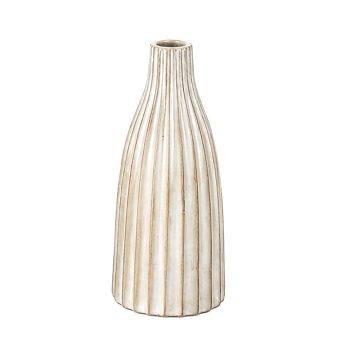 CEMENT VASE VERTICAL LINES 9" H NATURAL FIN.
