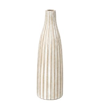 CEMENT VASE VERTICAL LINES 15"H NATURAL FIN.