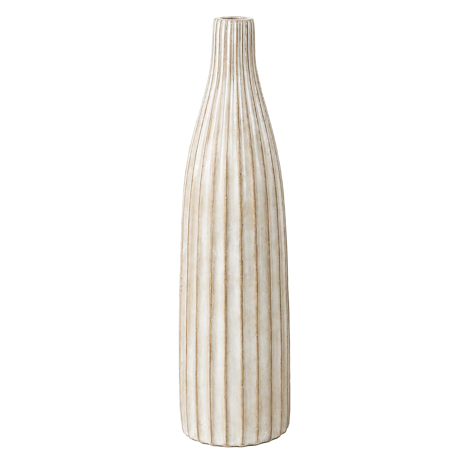 CEMENT VASE VERTICAL LINES 25" H NATURAL FIN.