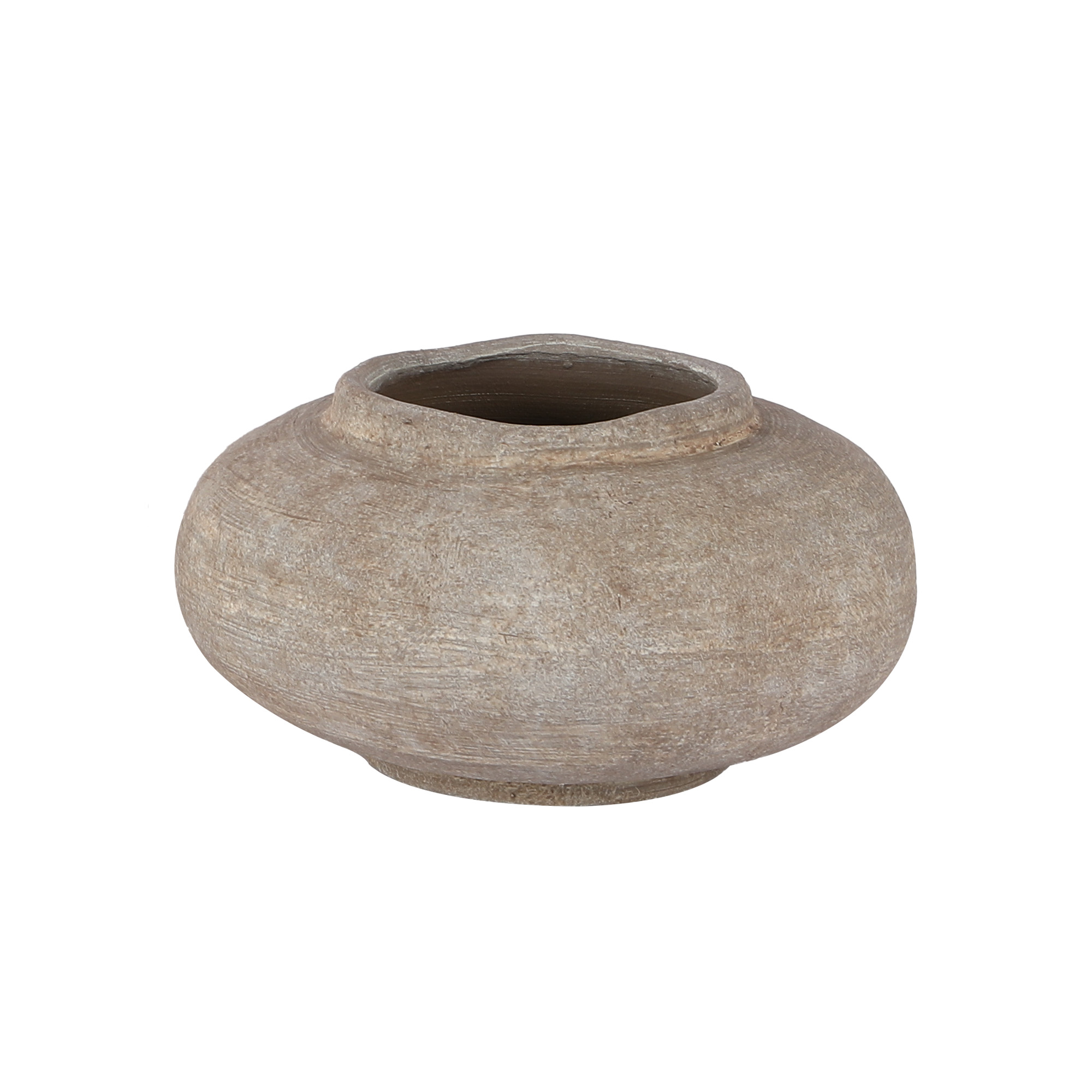 CEMENT VASE 5.5" RUSTIC CLAY LOOK W/SAND FIN.CEMENT VASE