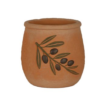 TERRACOTTA POT 10"H W/SAGE GREEN OLIVE BRANCH DESIGN