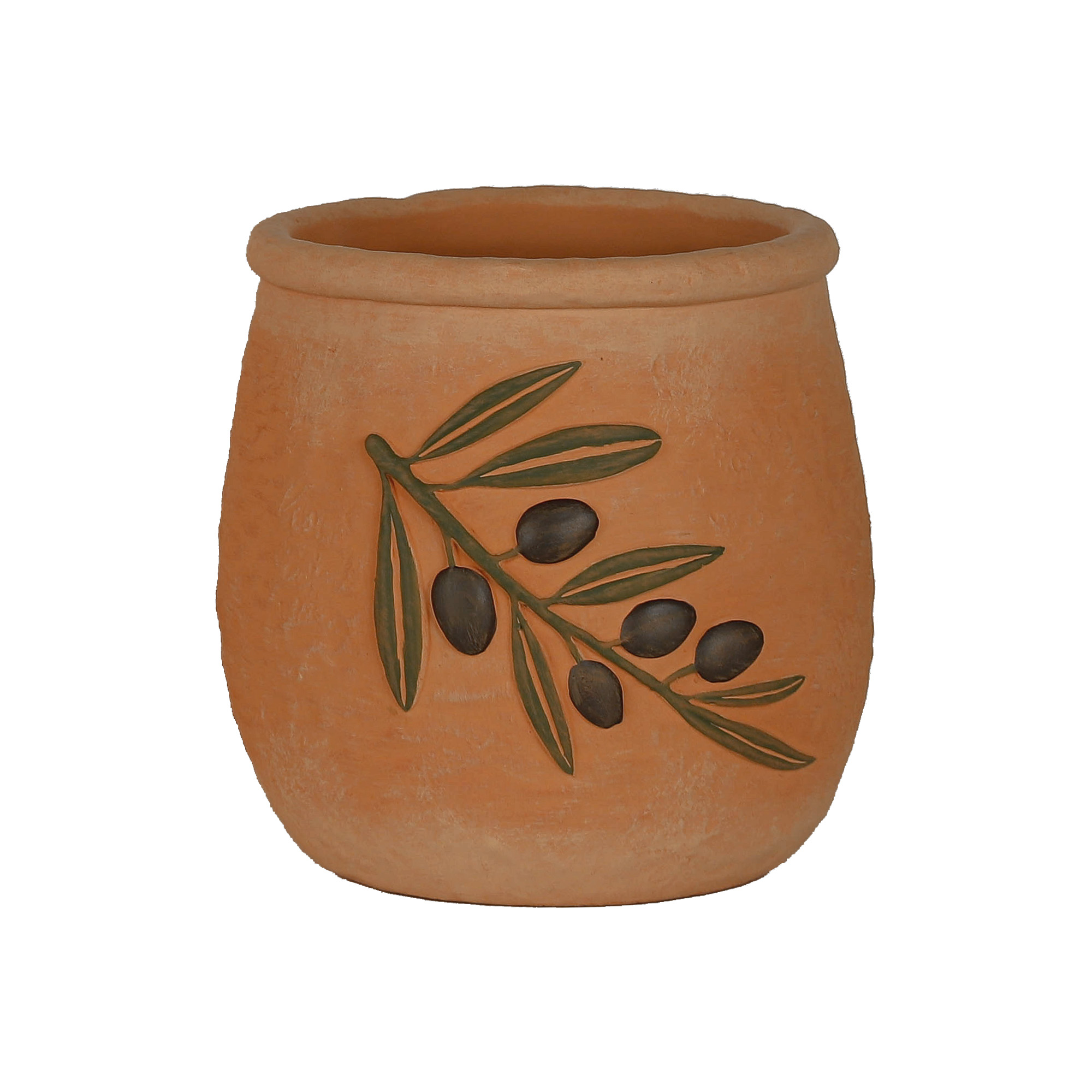 TERRACOTTA POT 10"H W/SAGE GREEN OLIVE BRANCH DESIGN