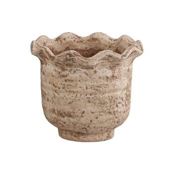 CEMENT POT 7" WAVY-RIM CREAMY TUSCAN STONE