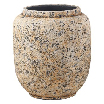 TERRACOTTA VASE 12" H TAN W/GRANITE SPECKLE/CHARCOAL FLECKS