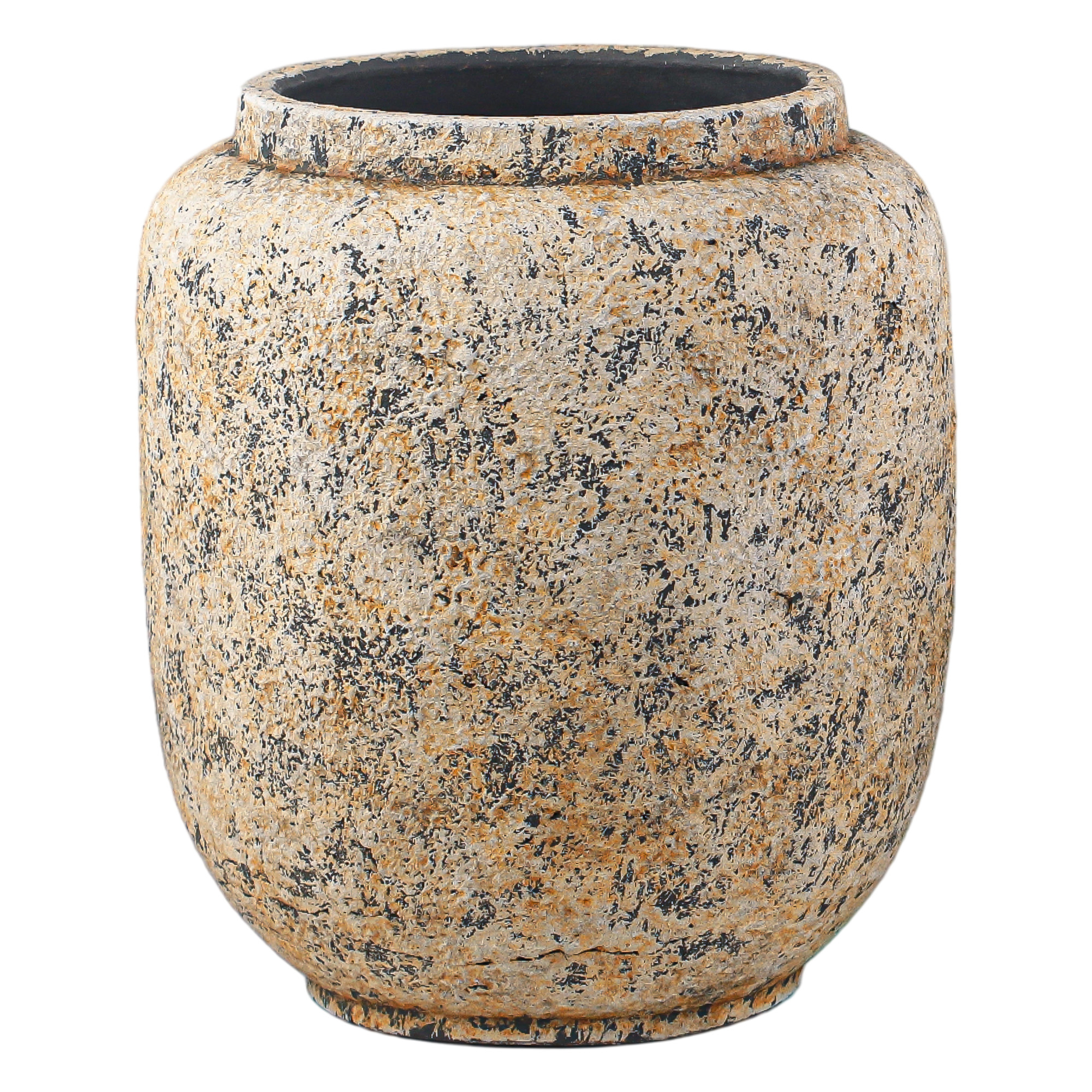TERRACOTTA VASE 12" H TAN W/GRANITE SPECKLE/CHARCOAL FLECKS