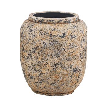 TERRACOTTA VASE 9.5" H TAN W/GRANITE SPECKLE/CHARCOAL FLECKS