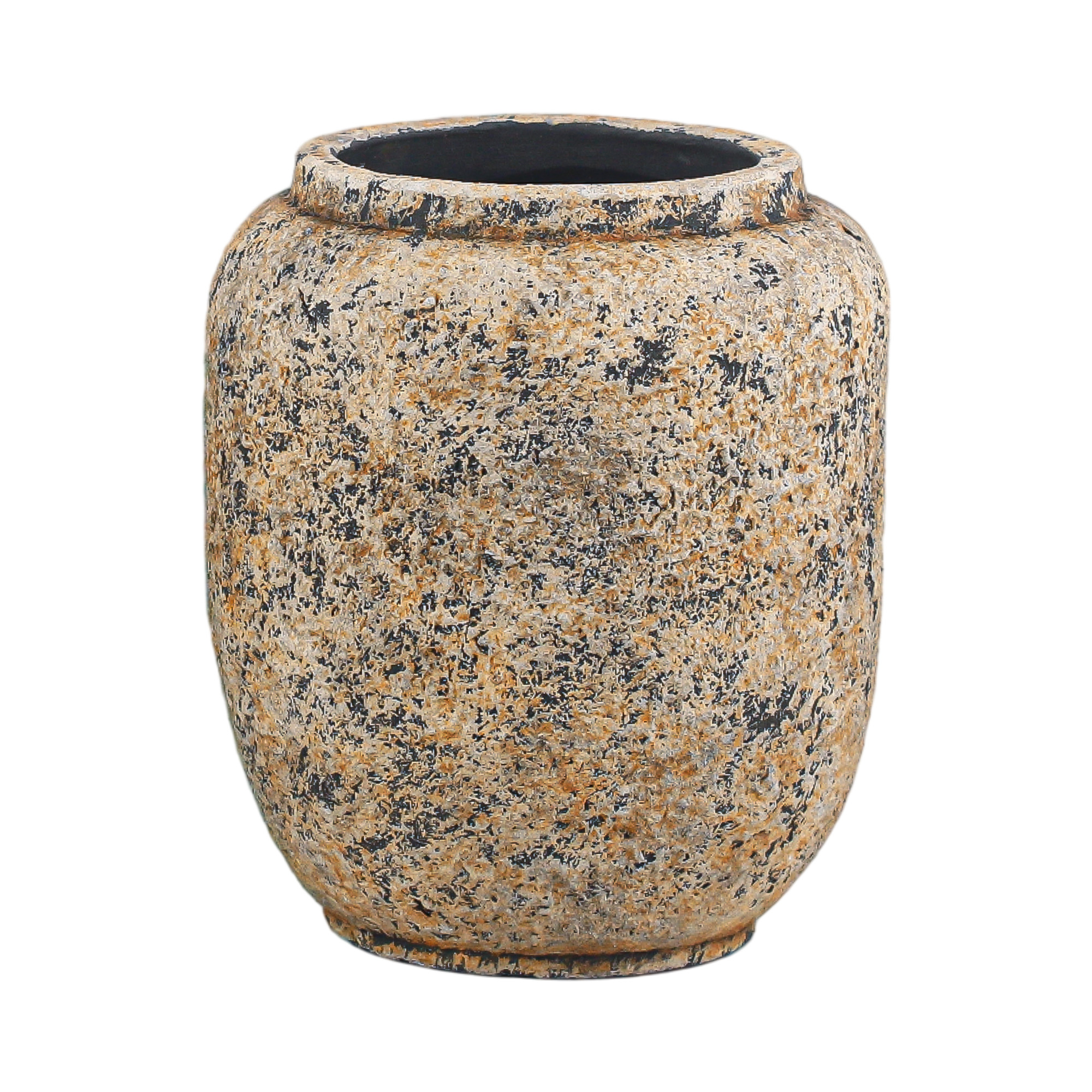 TERRACOTTA VASE 9.5" H TAN W/GRANITE SPECKLE/CHARCOAL FLECKS