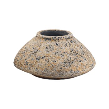 TERRACOTTA VASE 4.5" H TAN W/GRANITE SPECKLE/CHARCOAL FLECKS