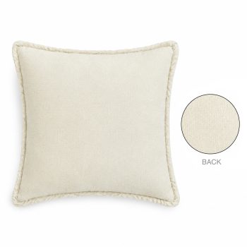 CUSHION DECORATIVE I/D FRAYED EDGE 20"X20" IVORY MIXED LINEN/POLYESTER W/550G POLYESTER FILLER PILLOW