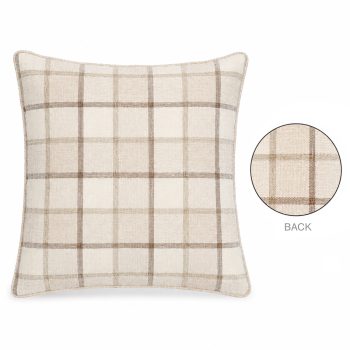 CUSHION DECORATIVE I/D GRIDS 18"X18" BEIGE POLYESTER 400G FILLER PILLOW