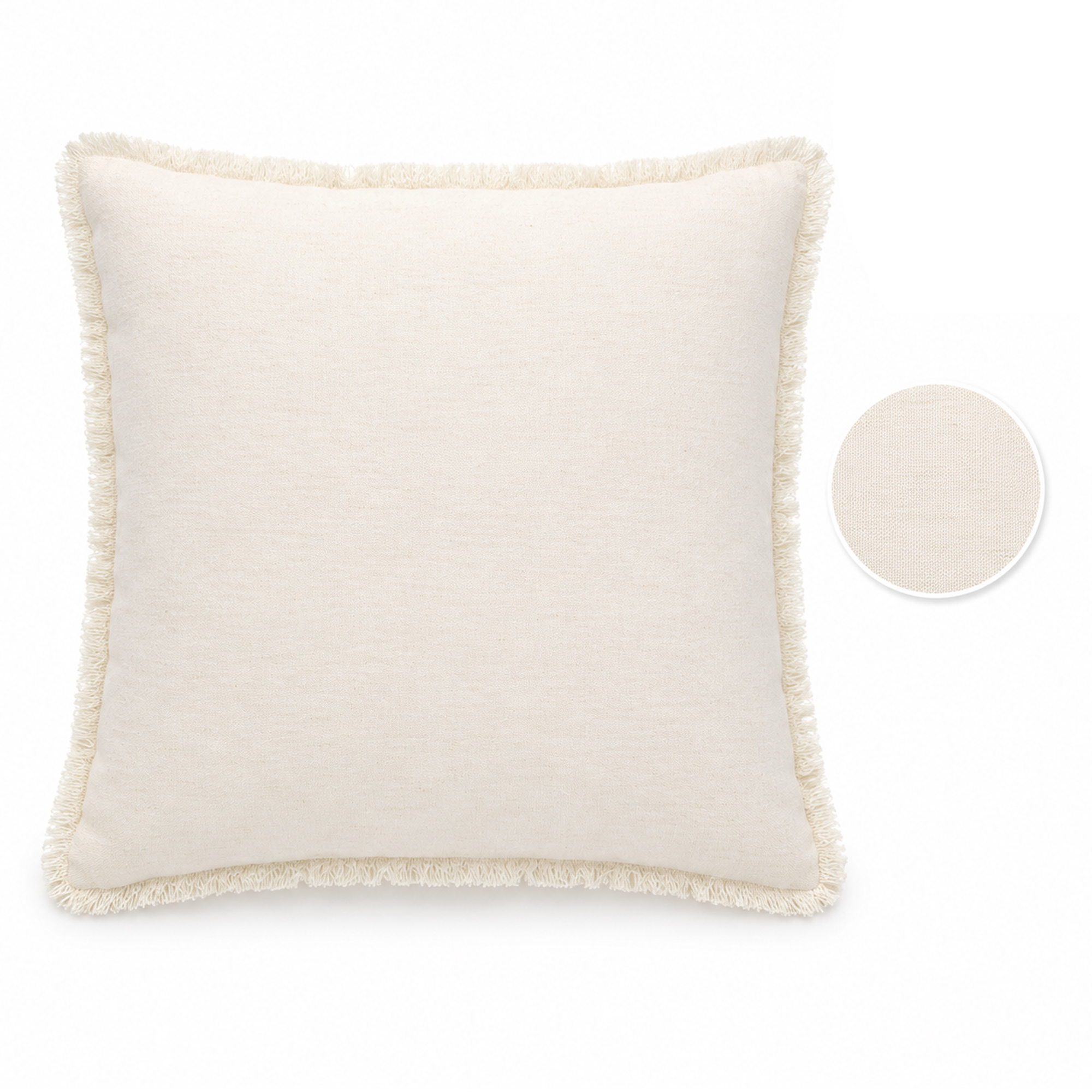 CUSHION DECORATIVE I/D YARN-DYED PATCHWORK W/FRAYED LINES 18"X18" BEIGE POLYESTER 400G FILLER PILLOW