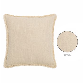 CUSHION DECORATIVE I/D YARN-DYED FRAYED EDGE 20"X20" BEIGE POLYESTER W/550G POLYESTER FILLER PILLOW
