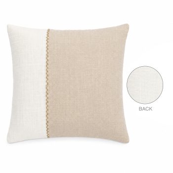 CUSHION DECORATIVE I/D YARN-DYED PATCHWORK RUFFLES 18"X18" WHITE+BEIGE POLYESTER 400G FILLER PILLOW