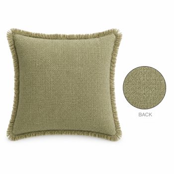 CUSHION DECORATIVE I/D FRAYED EDGE 20"X20" OLIVE MIXED LINEN/POLYESTER W/550G POLYESTER FILLER PILLOW