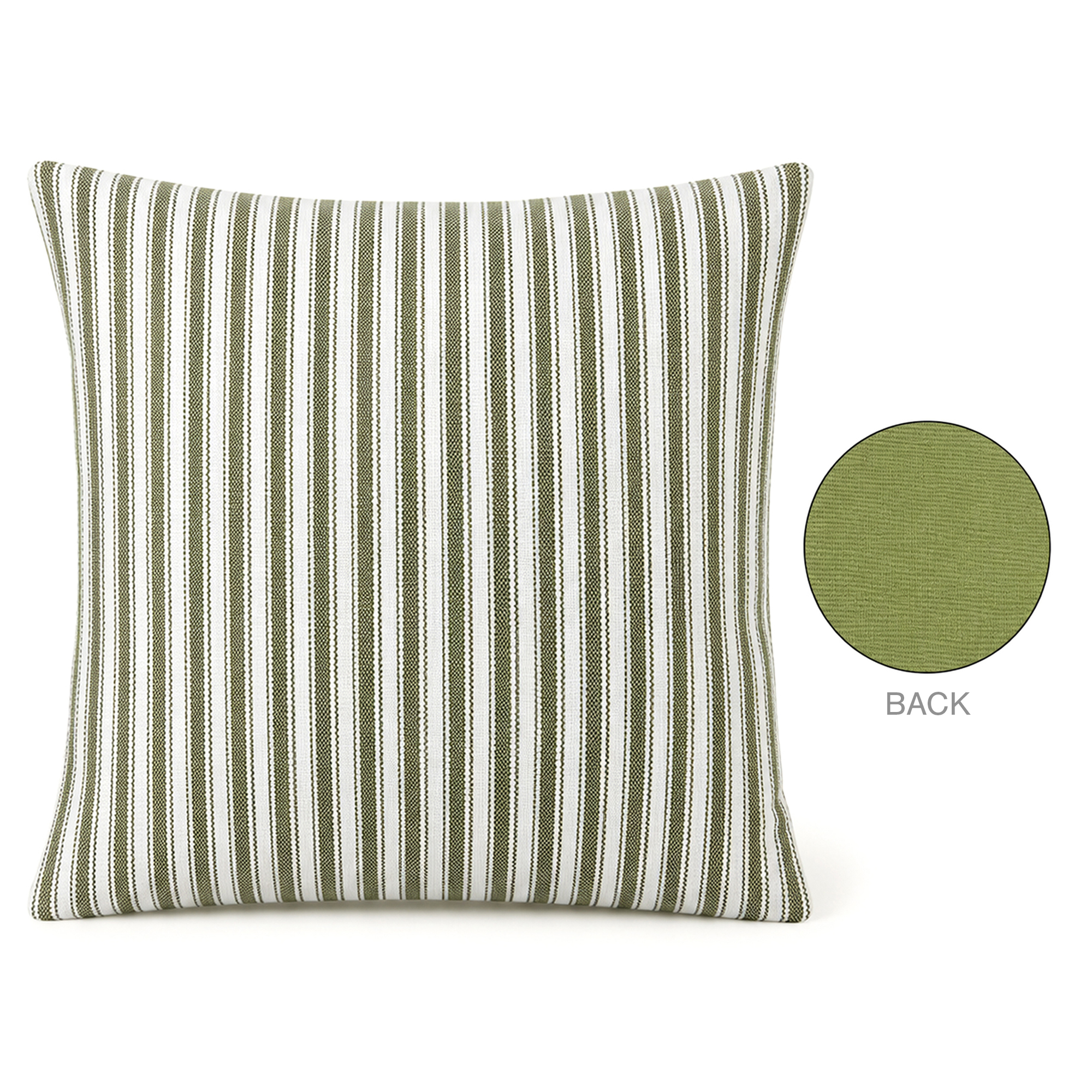 CUSHION DECORATIVE I/D STRIPE 17"X17" GREEN MIXED COTTON/LINEN/POLYESTER 400G FILLER PILLOW