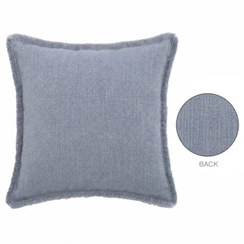 CUSHION DECORATIVE I/D FRAYED EDGE 20"X20" BLUE MIXED LINEN/POLYESTER W/550G POLYESTER FILLER PILLOW