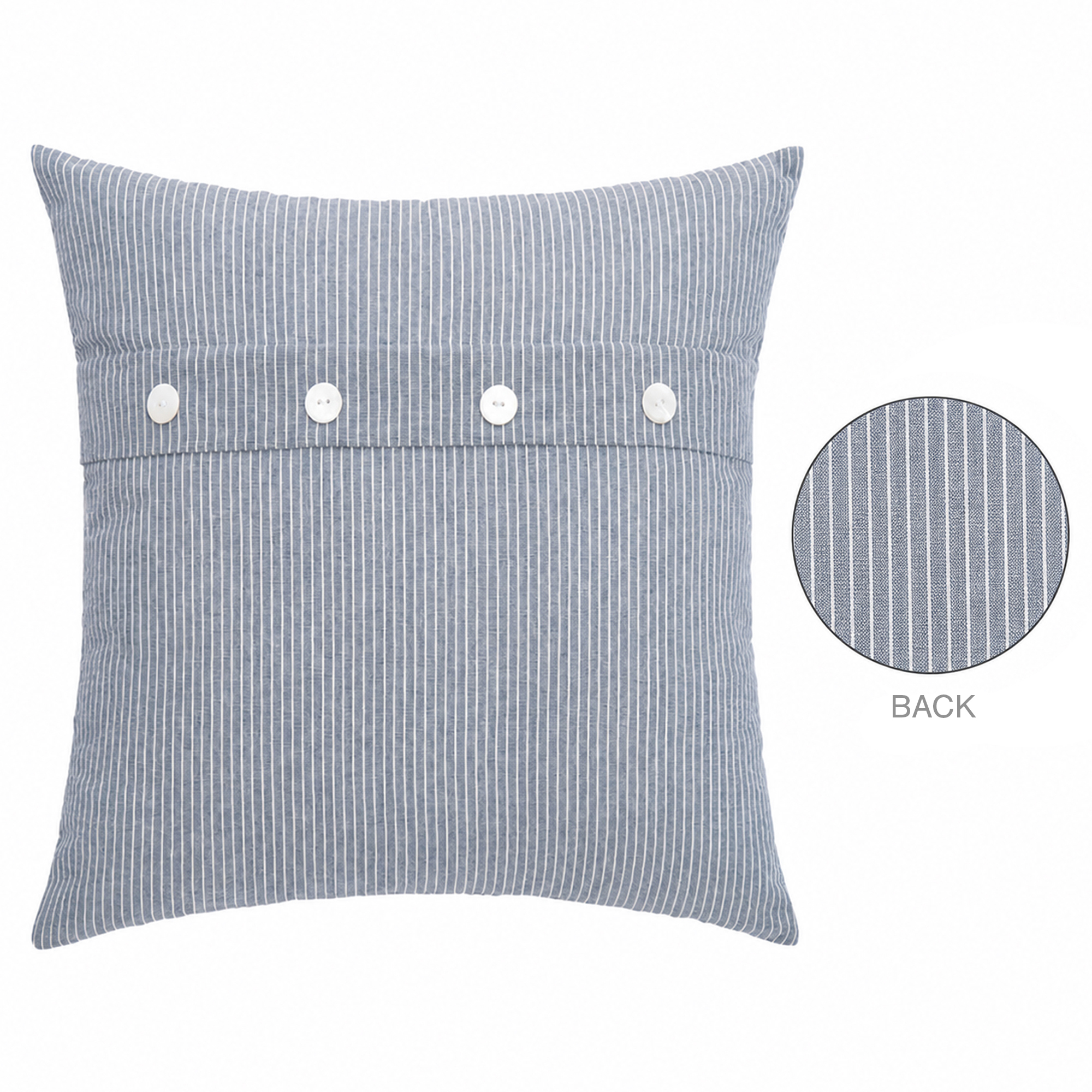 CUSHION DECORATIVE I/D STRIPE 17"X17" BLUE COTTON 400G FILLER PILLOW