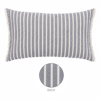 CUSHION DECORATIVE I/D FRAYED EDGE STRIPE 20"X12" BLUE MIXED COTTON/LINEN 300G FILLER PILLOW