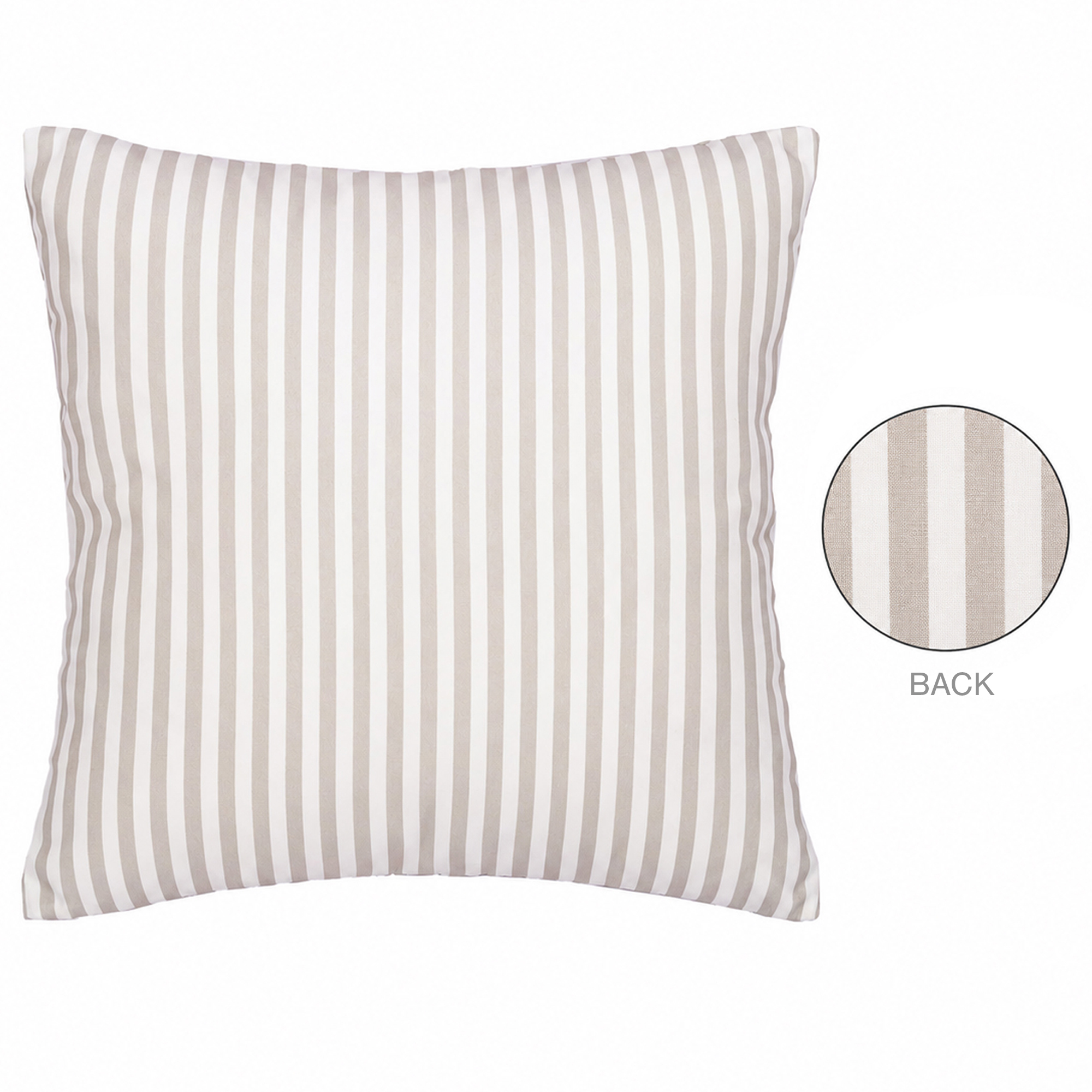 CUSHION DECORATIVE O/D PRINTED STRIPE 18"X18" BEIGE POLYESTER 400G FILLER PILLOW