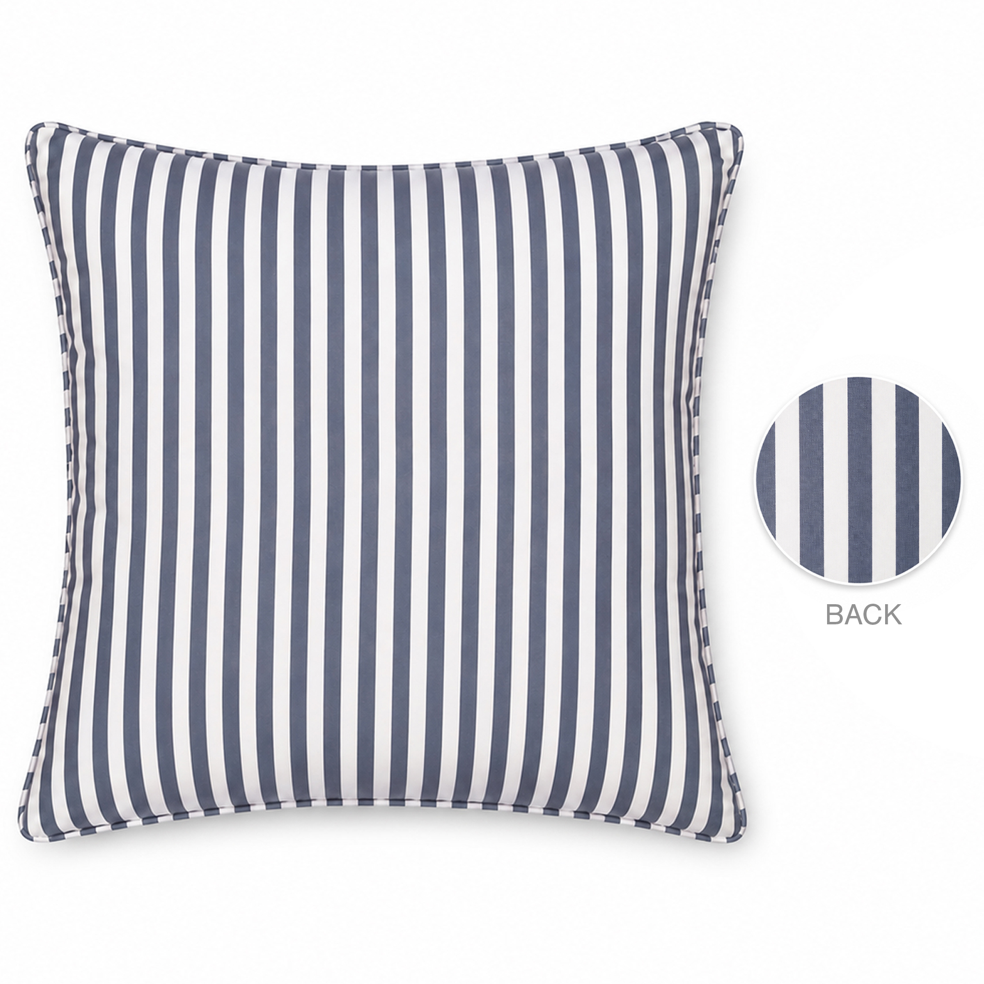 CUSHION DECORATIVE O/D PRINTED STRIPE 18"X18" BLUE/GREY POLYESTER 400G FILLER PILLOW