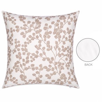 CUSHION DECORATIVE O/D BEIGE LEAFPRINT 18"X18" POLYESTER 400G FILLER PILLOW